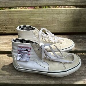 Vans SK8-Hi Tapered DIY White Checkered High Top Skate Shoes Men's 7 Women's 8.5